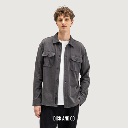 BUTCHER OF BLUE Phil Peached Jersey Overshirt in de kleur grijs (agatha grey)