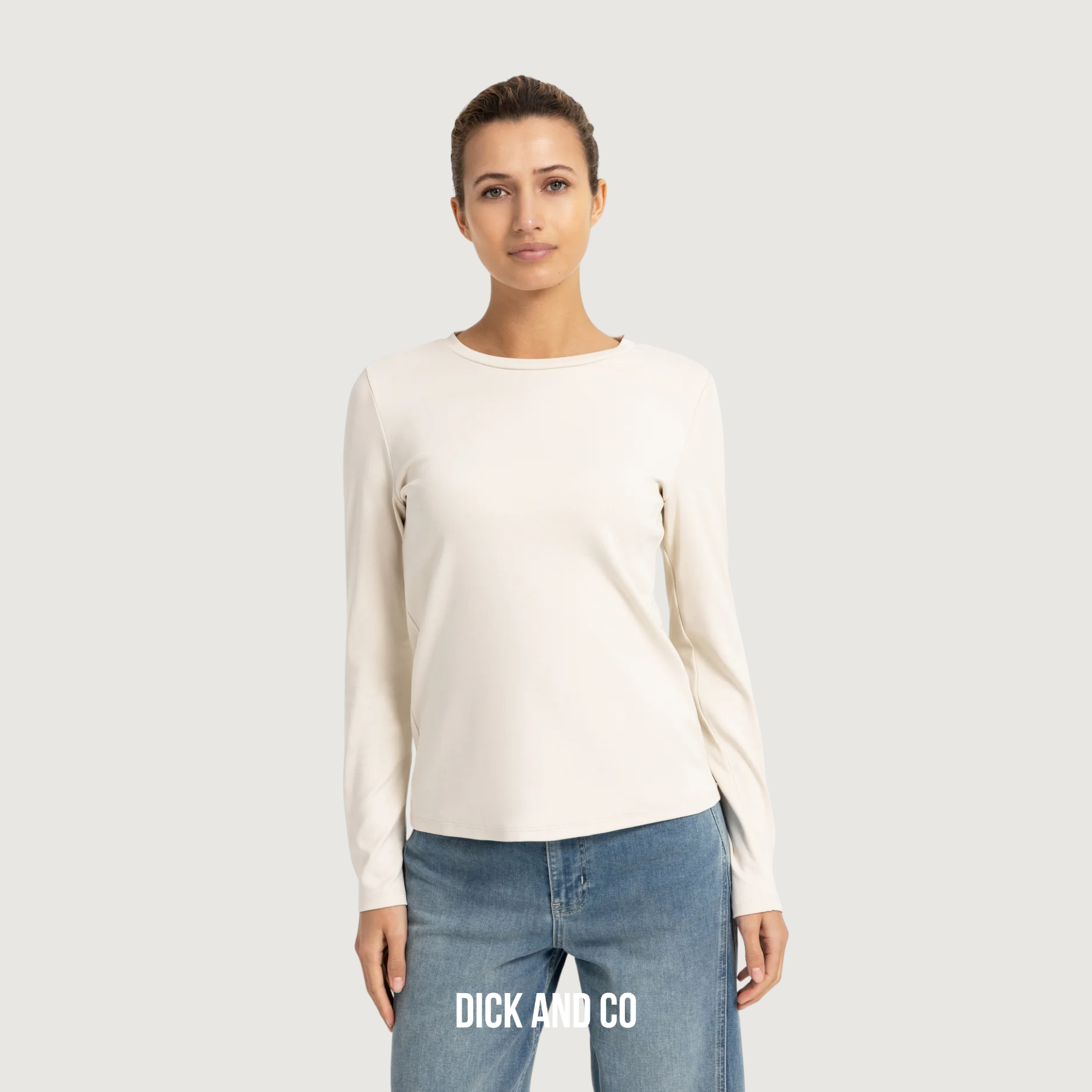 YAYA T-shirt met ronde hals en lange mouwen in de kleur beige (birch sand)