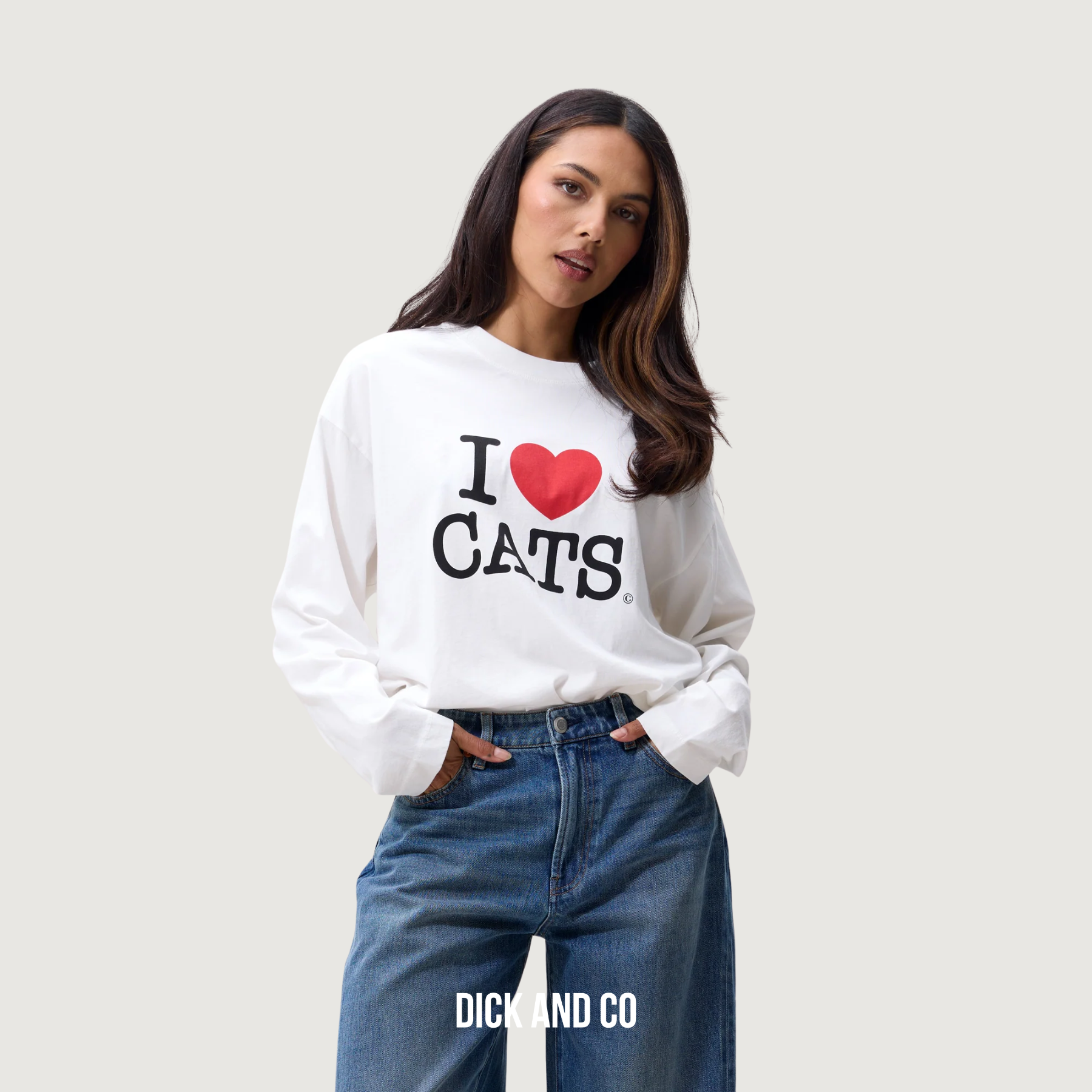 CATWALK JUNKIE Graphic cat long sleeve longsleeve in de kleur wit (off white)