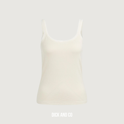YAYA Singlet met mesh halsafwerking in de kleur beige