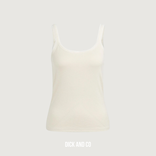 YAYA Singlet met mesh halsafwerking in de kleur beige