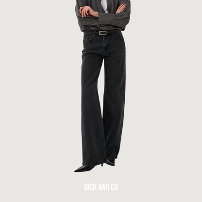 MY ESSENTIAL WARDROBE The Louis High Wide Jeans in de kleur zwart (black retro wash)