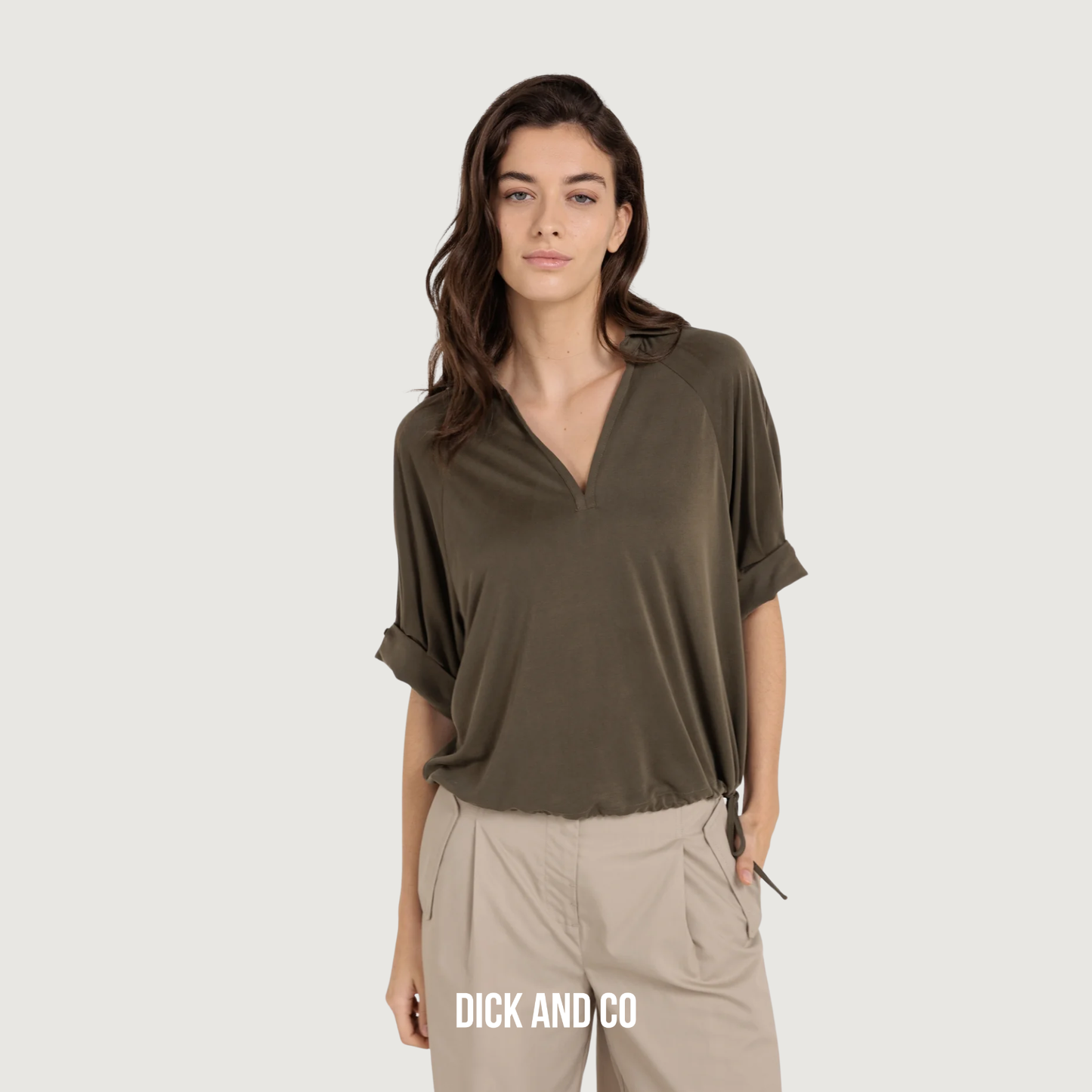 Jersey top met geplooide mouwen