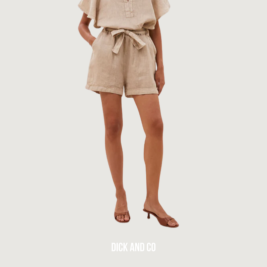 BY-BAR June Linen short in de kleur beige (biscuit)