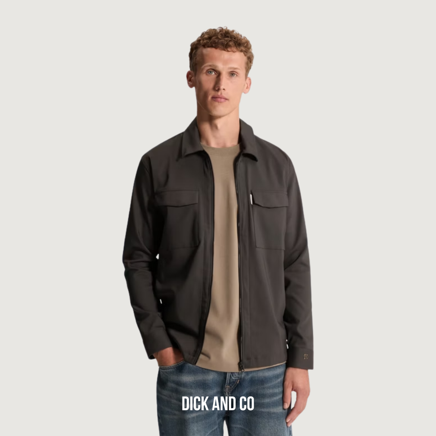 CAST IRON Overshirt met borstzakken en ritssluiting in de kleur grijs