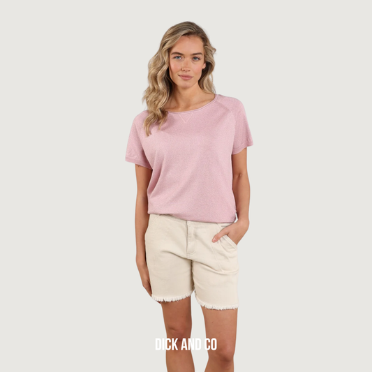 NUKUS Anita top Lurex in de kleur roze (blush)