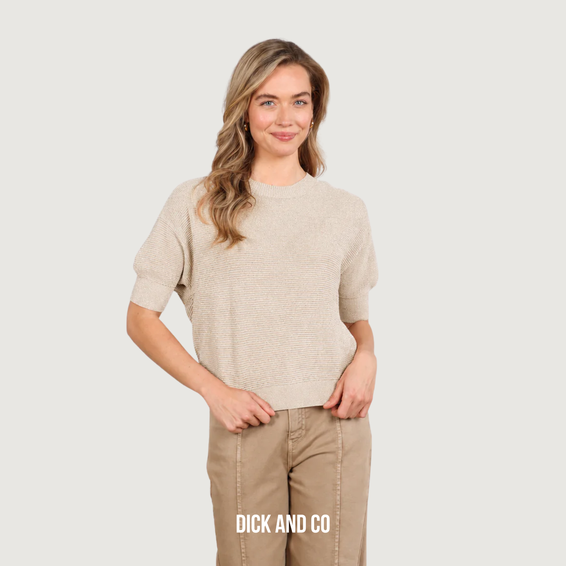 NUKUS Kinty top Lurex in de kleur beige (sand)