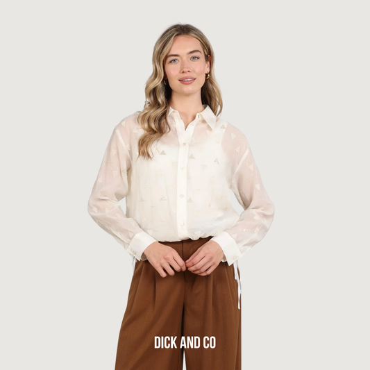 NUKUS Ally blouse Square Embroidery in de kleur wit (off white)
