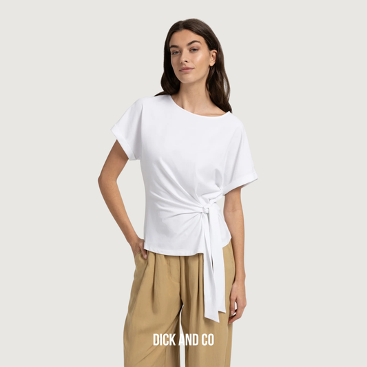 YAYA Top met ronde hals en knoopdetail in de kleur wit (pure white)