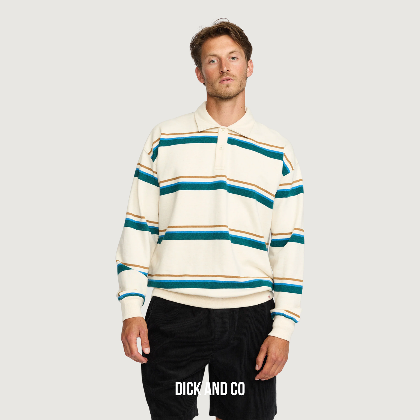 RVLT Loose Polo sweater in de kleur blauw (petrol)