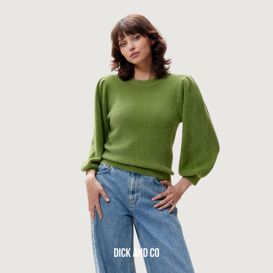 Fuzzy Puff Sleeve Knit