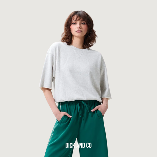 CATWALK JUNKIE Short sleeve graphic sweater in de kleur grijs (light grey melange)