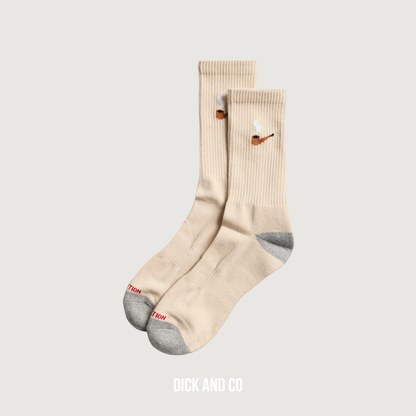 RVLT Jaquard Crew Sock sok in de kleur beige (offwhite)