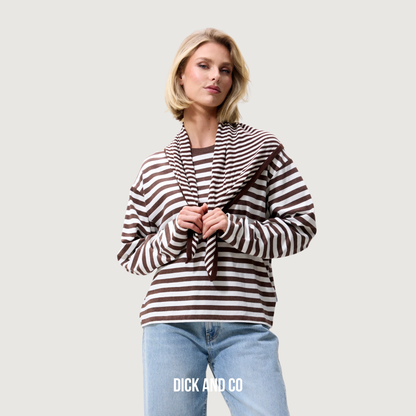 CATWALK JUNKIE Striped triangle scarf sjaal in de kleur bruin (rocky road)