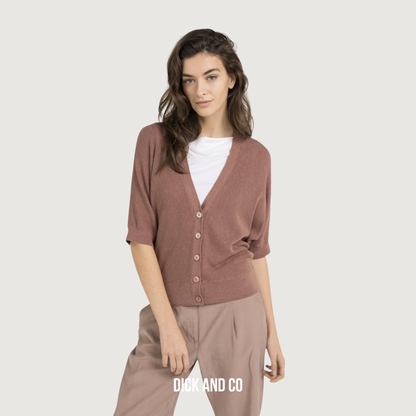 YAYA Vest met korte vleermuismouwen en knoopsluiting in de kleur roze (burlwood pink melange)