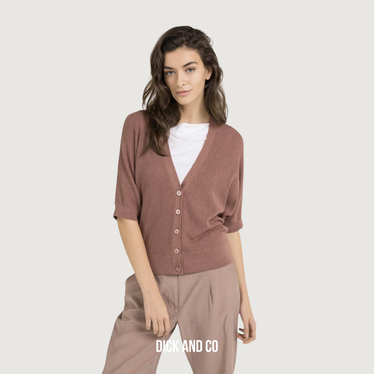 YAYA Vest met korte vleermuismouwen en knoopsluiting in de kleur roze (burlwood pink melange)