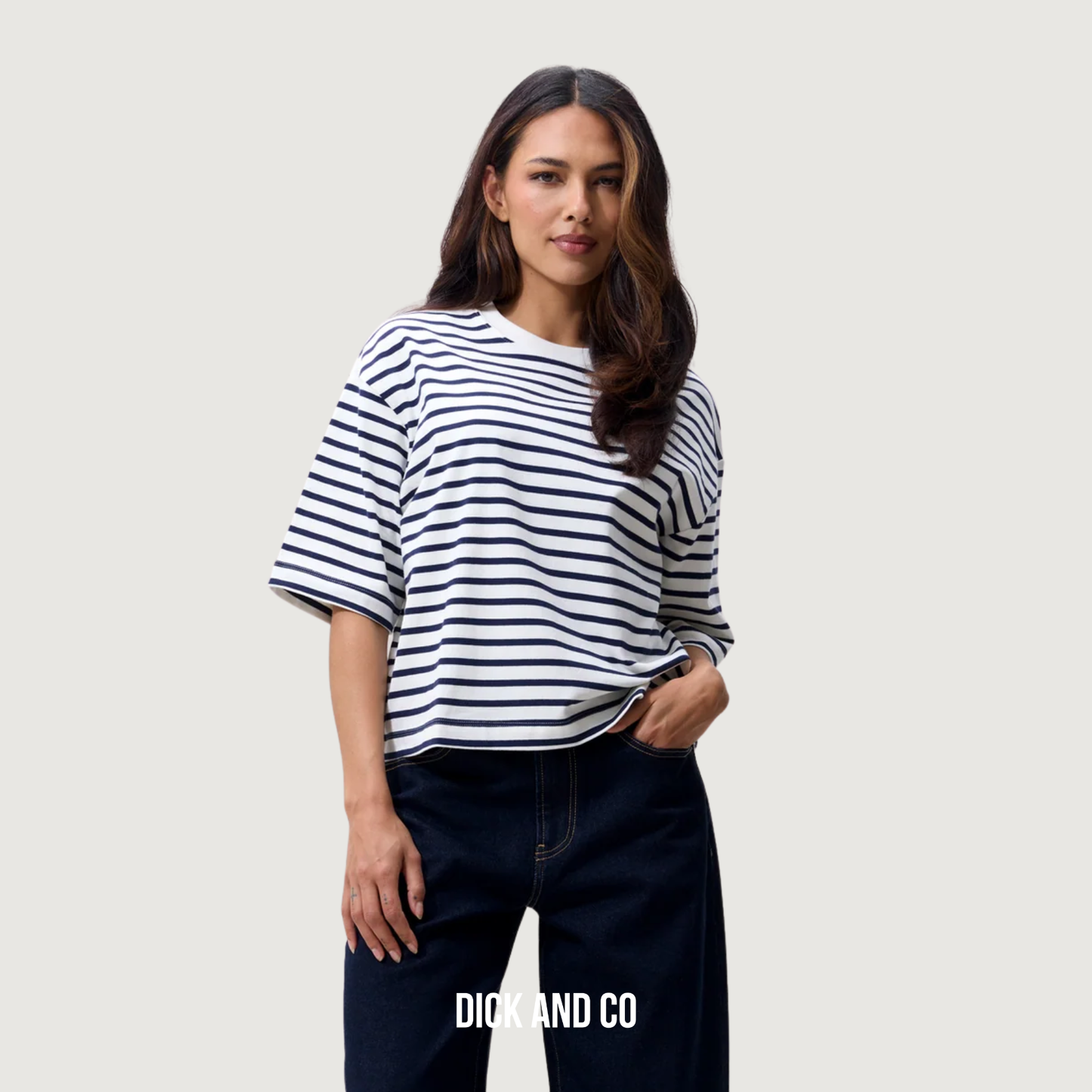 CATWALK JUNKIE Loose fit striped t-shirt in de kleur blauw (navy blazer)