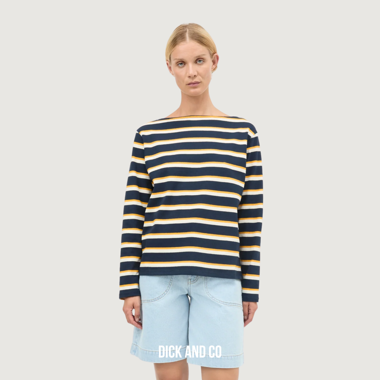 MADS NORGAARD Pablo Gabi Tee LS t-shirt in de kleur blauw (sky captain/vanilla ice)