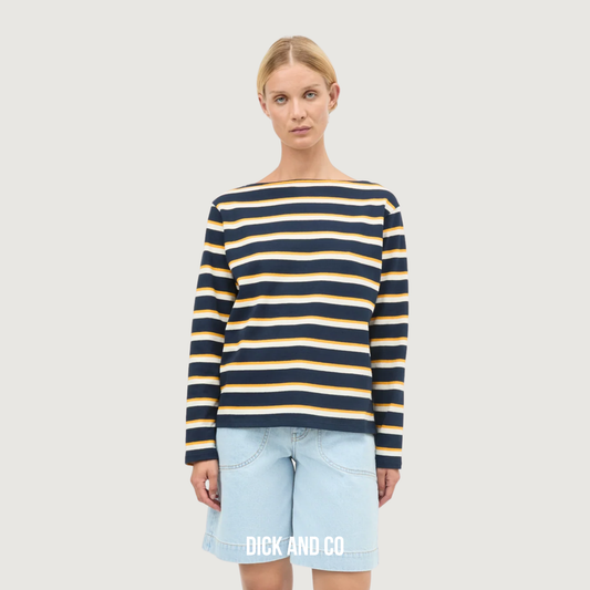 MADS NORGAARD Pablo Gabi Tee LS t-shirt in de kleur blauw (sky captain/vanilla ice)