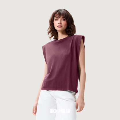 CATWALK JUNKIE Folded shoulder singlet in de kleur paars (winetasting)