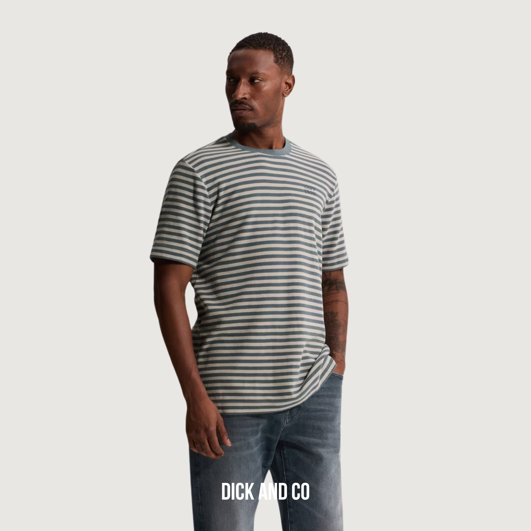 CAST IRON T-shirt met wafelstructuur en streeppatroon in de kleur blauw (blue mirage)