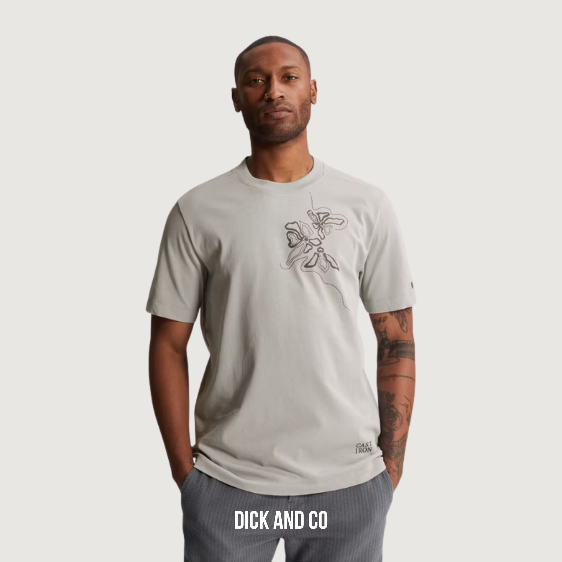 CAST IRON T-shirt van jersey met artwork in de kleur grijs (mirage grey)