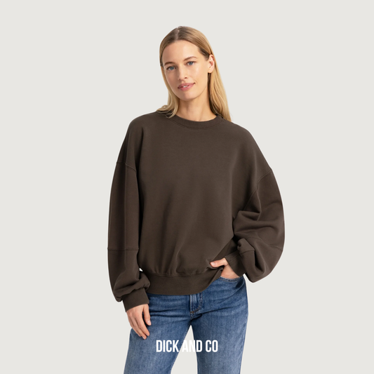 YAYA Oversized sweater met ballonmouwen in de kleur bruin (slate black brown)