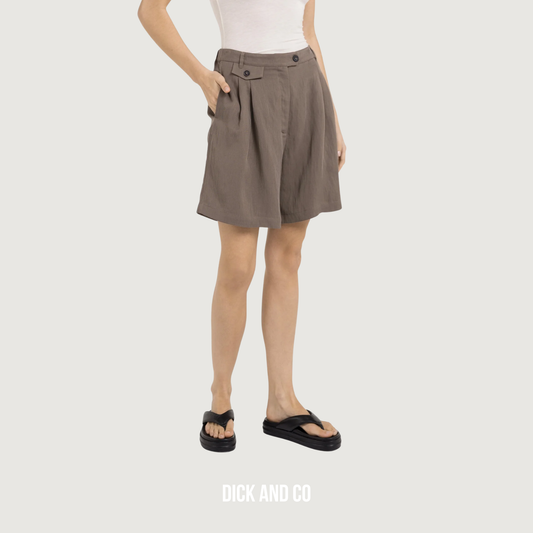 YAYA Geweven bermudashort met langere lengte in de kleur bruin (washed brown)