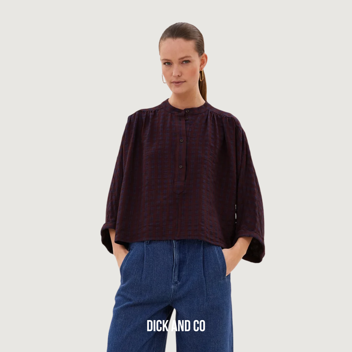 BY-BAR Jess blouse in de kleur paars (wine check)