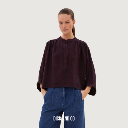 BY-BAR Jess blouse in de kleur paars (wine check)