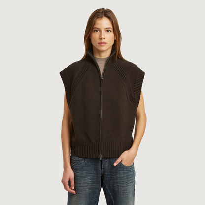 Heavy Moto Zip Vest Knit