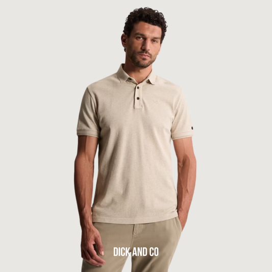 CAST IRON Slim fit polo met allover structuur in de kleur beige (aluminum)