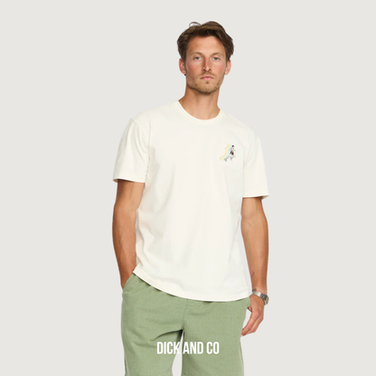 RVLT Printed t-shirt / RUN in de kleur beige (offwhite)