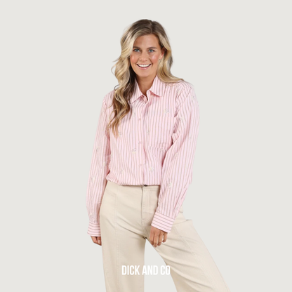 NUKUS Nowi blouse Stripe in de kleur roze (blush)