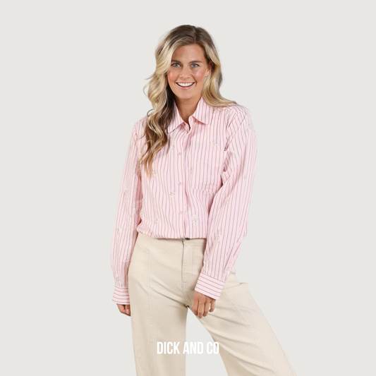 NUKUS Nowi blouse Stripe in de kleur roze (blush)