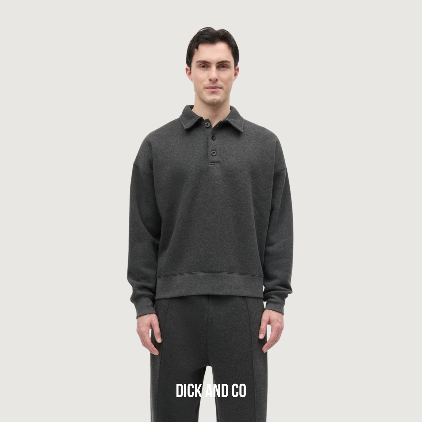 MADS NORGAARD Standard Bram Polo sweater polo sweatshirt in de kleur grijs (dark grey melange)
