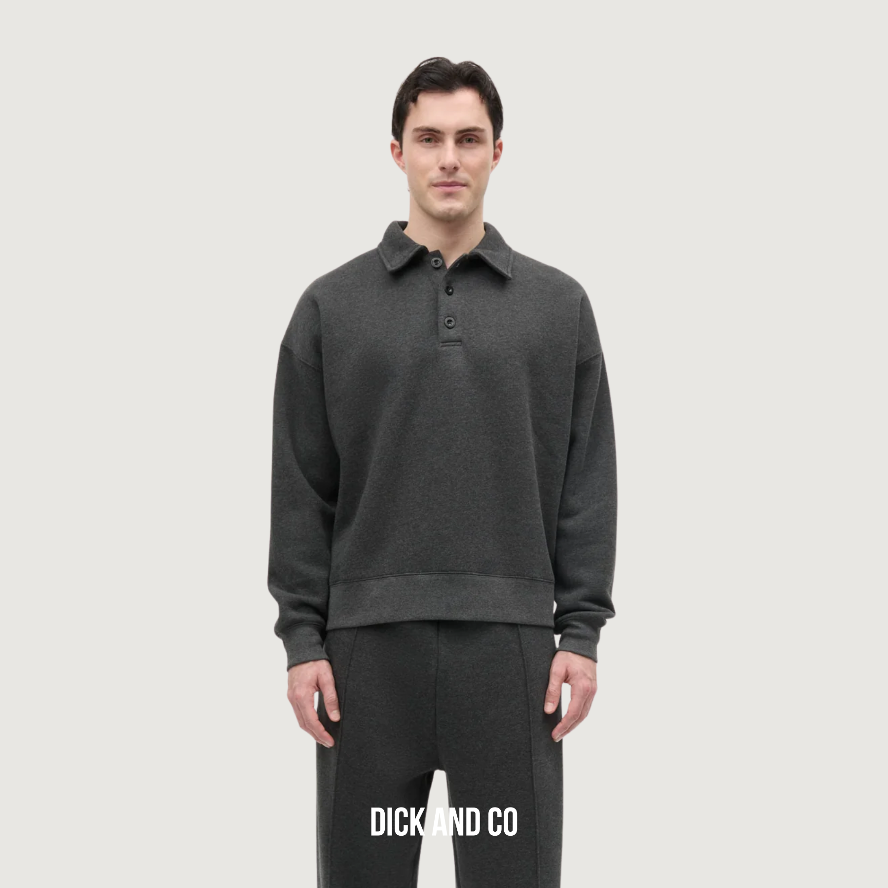 MADS NORGAARD Standard Bram Polo sweater polo sweatshirt in de kleur grijs (dark grey melange)