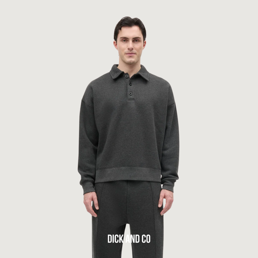 MADS NORGAARD Standard Bram Polo sweater polo sweatshirt in de kleur grijs (dark grey melange)