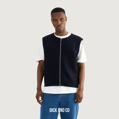 RESTERÖDS Boiled wool vest 'Kian' in de kleur blauw (navy)