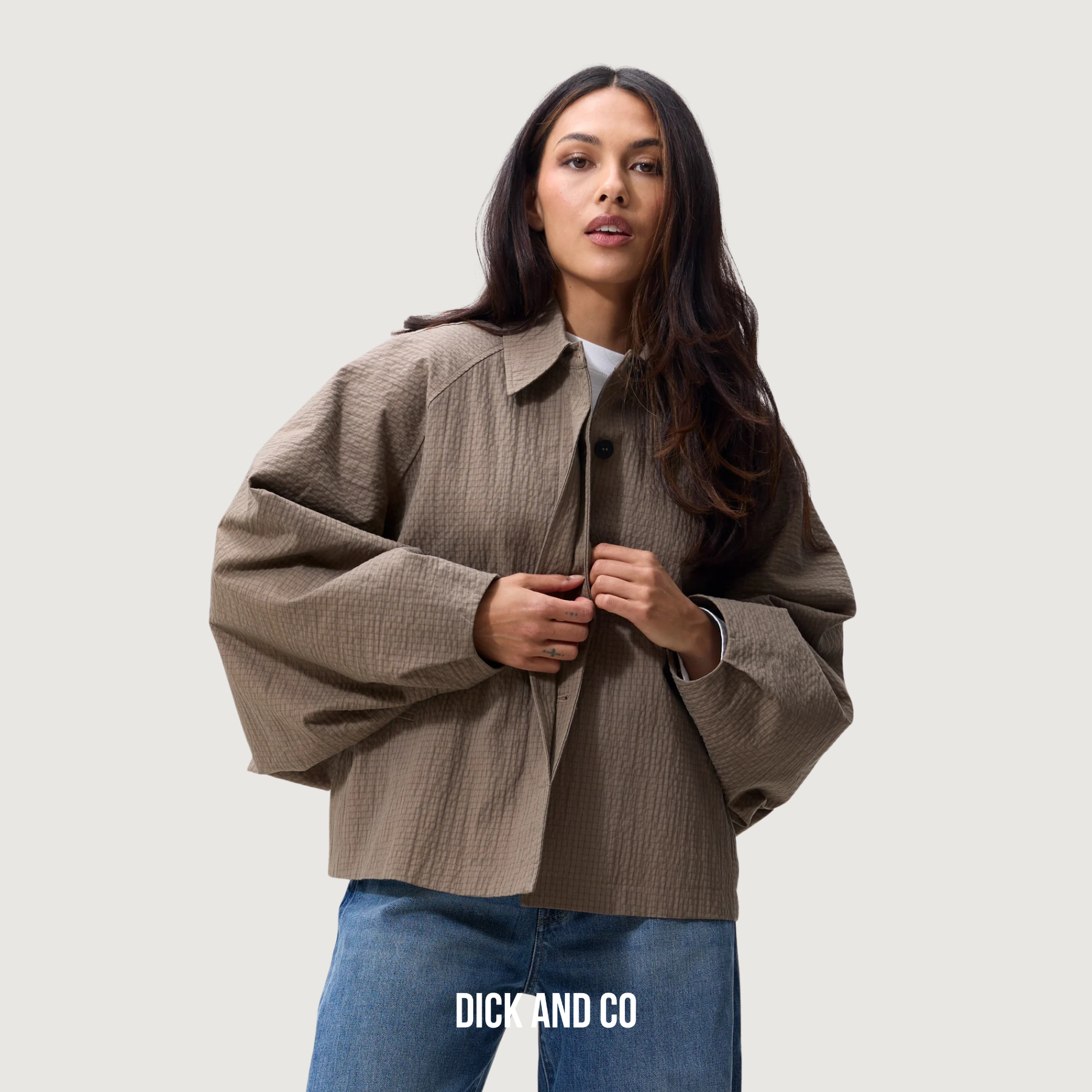 CATWALK JUNKIE Check cape jacket jas in de kleur bruin (mountain view)