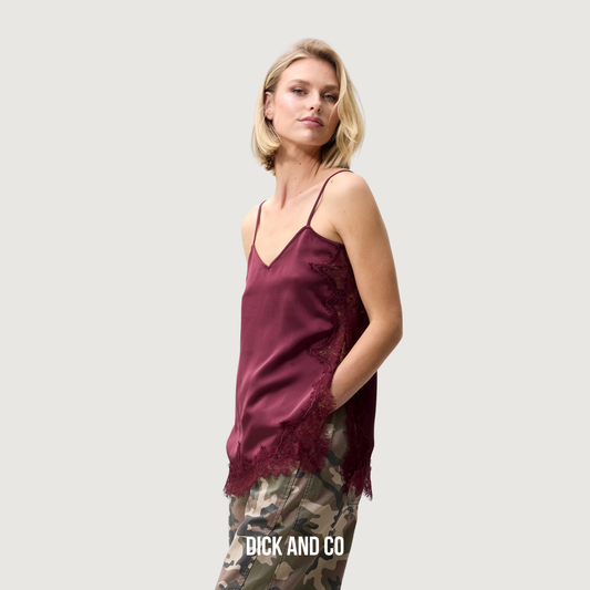 CATWALK JUNKIE Lace spaghetti top in de kleur paars (merlot)