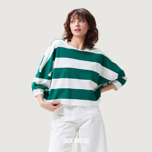 CATWALK JUNKIE Oversized bold striped t-shirt in de kleur groen (wild green)