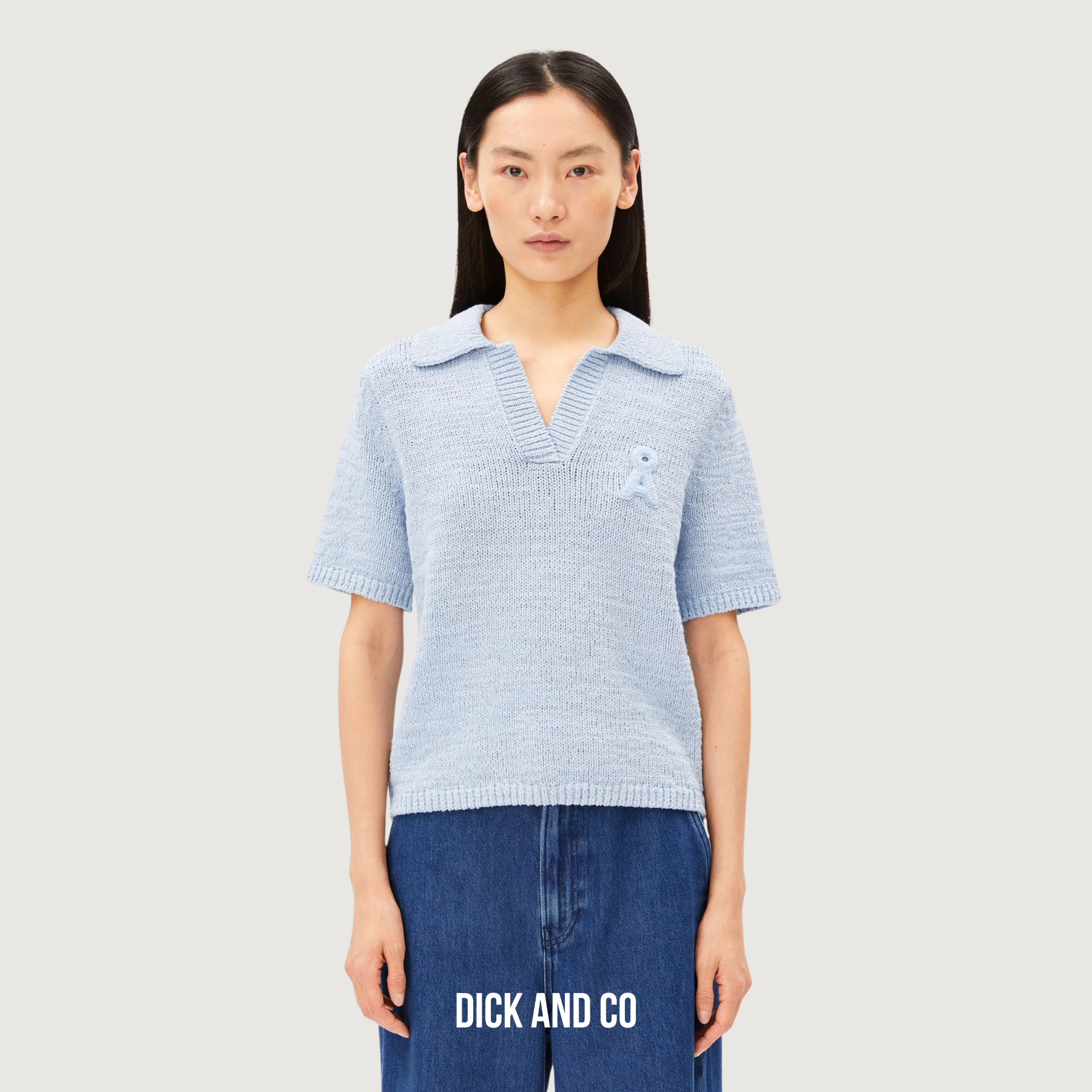 ARMED ANGELS Iconic Å Katoenen Polo-Gebreide trui in de kleur blauw (mistblue)