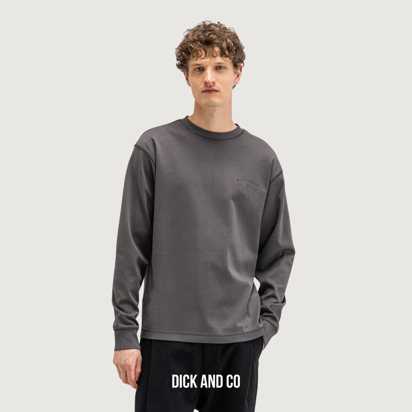 BUTCHER OF BLUE Mercer Layer Tee LS longsleeve shirt in de kleur grijs (agatha grey)