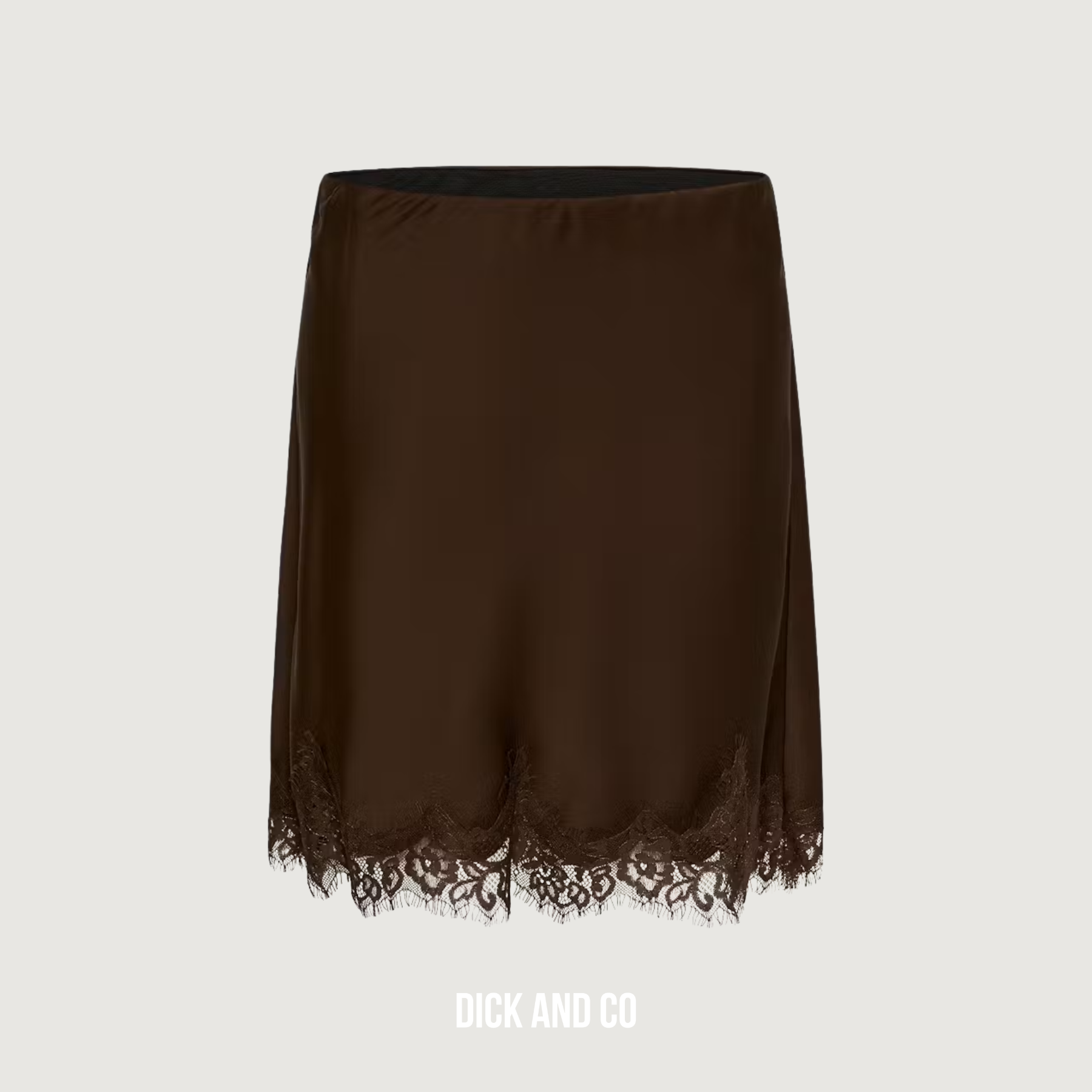 MY ESSENTIAL WARDROBE MWBrenda rok met kanten zoom in de kleur bruin (dark brown)