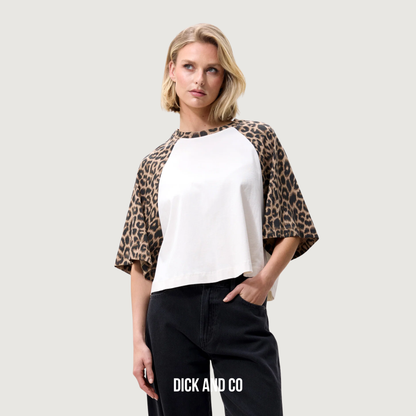 CATWALK JUNKIE Baseball leopard t-shirt in de kleur bruin (cream)