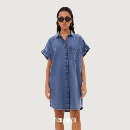 BY-BAR Hella denim dress jurk in de kleur blauw (medium denim)