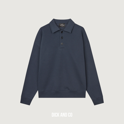 MADS NORGAARD Standard Bram Polo sweater poloshirt in de kleur blauw (sky captain)