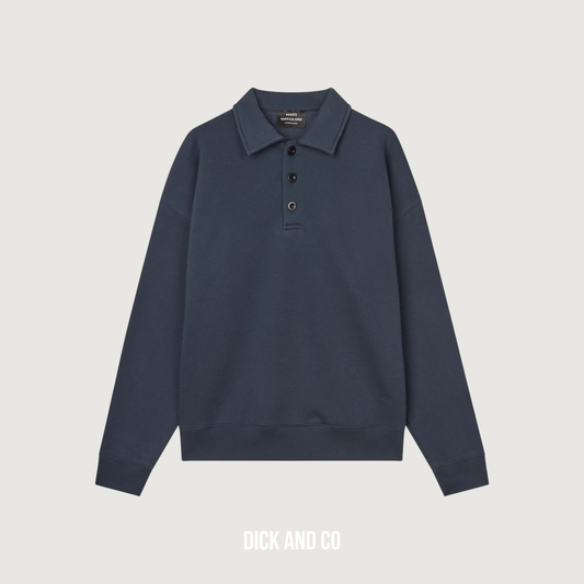 MADS NORGAARD Standard Bram Polo sweater poloshirt in de kleur blauw (sky captain)