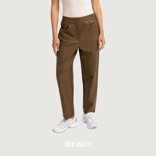 YAYA Broek van imitatieleer met taps toelopende pijpen in de kleur bruin (teak brown)